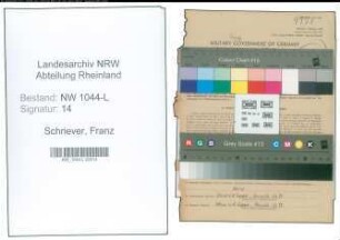 Entnazifizierung Franz Schriever , geb. 07.02.1891 (Justizbeamter)
