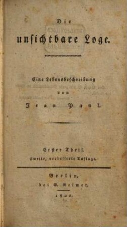 Die unsichtbare Loge : eine Lebensbeschreibung, 1