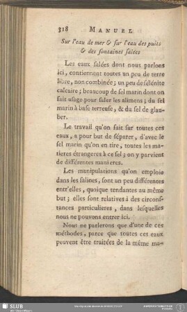 Sur l'eau de mer & sur l'eau des puits & des fontaines salées