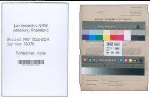Entnazifizierung Hans Schleicher , geb. 22.11.1910 (Beamter)