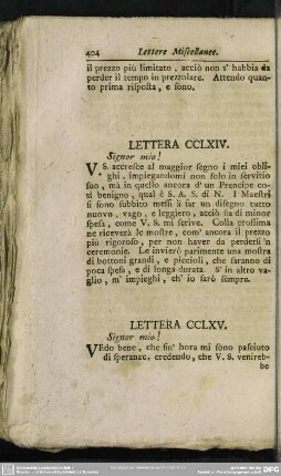 Lettera CCLXV. Signor mio!
