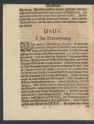 I. Zur Vermahnung.