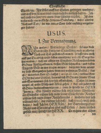 I. Zur Vermahnung.