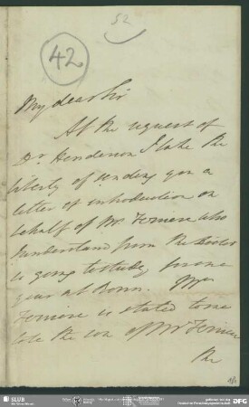 Eigenh. Brief von Alexander Johnston an August Wilhelm von Schlegel, London, 03.07.1828