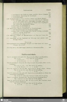 Tafelverzeichnis.