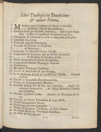 Libri Theologici in Duodecimo & minori Forma