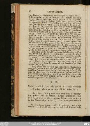 §. 10. Princip als Erkenntnißgrund. Die heil. Schrift als principium cognoscendi insbesondere.