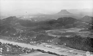 Westlicher Stadtteil, Elbe und Pötzscha gegen Rauenstein, Bärensteine und Llienstein
