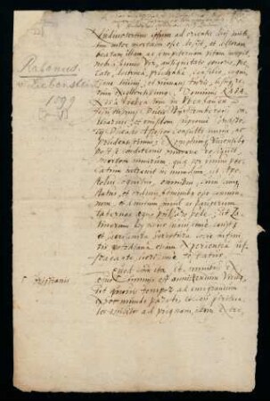 Todesanzeige des Rabanus von Liebenstein zu Übenhausen, württembergischer Rat, 1599.