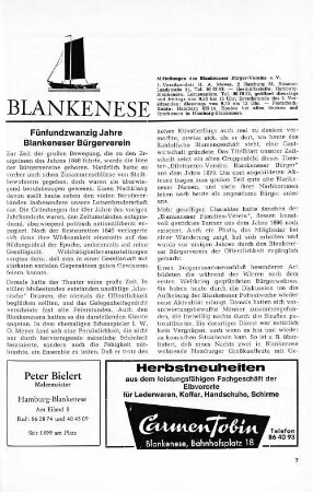 Fünfundzwanzig Jahre Blankeneser Bürgerverein