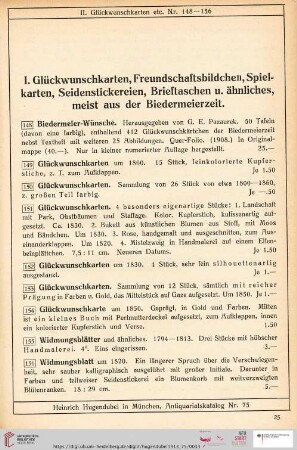 II. Glückwunschkarten, Freundschaftsbildchen, Spielkarten, Seidenstickereien, Brieftaschen u. ähnliches, meist aus der Biedermeierzeit (Nr. 148 - 207)