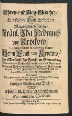Ehren- und Klag-Gedichte ...