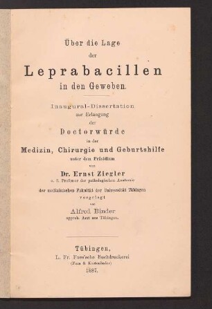 Über die Lage der Leprabacillen in den Geweben
