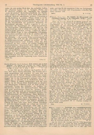 67-68 [Rezension] Kattenbusch, Ferdinand, Gott erleben und an Gott glauben