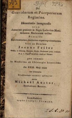 De gravidarum et puerperarum regimine