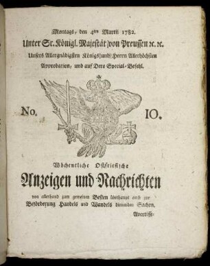 No. 10. Montags, den 4ten Martii 1782