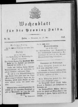 Nr. 22, Ausgabe vom 27. Mai 1848