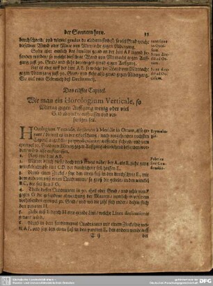Das eilffte Capitel. Wie man ein Horologium Verticale, so Mittag gegen Auffgang wenig oder viel Grad abweicht/ auffreissen und verfertigen soll.