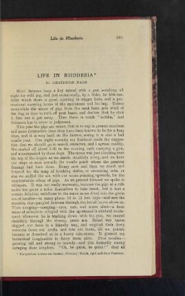 Life in Rhodesia.
