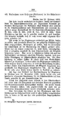 Aufnahme von Lehrern (Rektoren) in die Schulvorstände : [F. Oeffentliches Volksschulwesen]