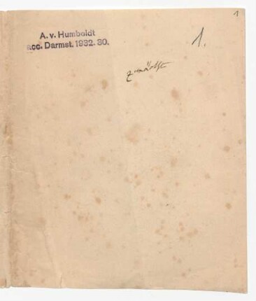 Geologische meteorologische und botanische Notizen nebst Zeitungsausschnitt / Humboldt, Alexander