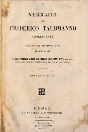 Narratio de Friderico Taubmanno adolescente