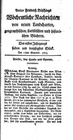 Sieben und dreyßigstes Stück
