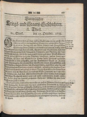 22. Stuck. den 27. October. 1735.