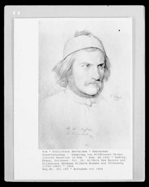 Deutsches Künstleralbum: Sammlung von Bildnissen Germanischer Künstler in Rom — fol. 22: Bildnis des Malers und Bildhauers Hermann Wilhelm Bissen aus Schleswig (1798-1868)
