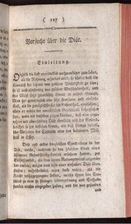 Verschiedene Versuche über die Diät.