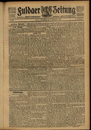 Erste Ausgabe vom Donnerstag, den 14. November 1907.