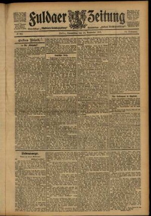 Erste Ausgabe vom Donnerstag, den 14. November 1907.
