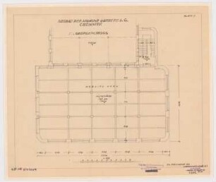 Fabrik Sigmund Goeritz AG, Chemnitz: 1. Bauabschnitt Nov./Dez. 1924, Grundriss 3. OG 1:100
