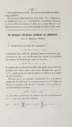 De quelques nouvelles formules de sommation.