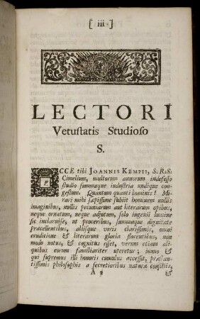 Lectori Vetustatis Studioso