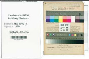 Entnazifizierung Johanna Hegholtz , geb. 16.01.1906 (Haendlerin)