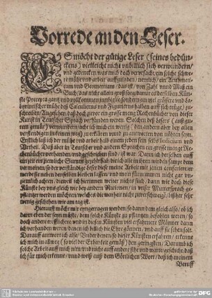 Vorred an den Leser.