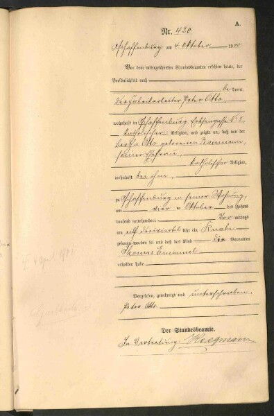 Standesamtsbuch der Stadt Aschaffenburg: Geburten 365/1900 - 184/1901