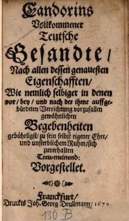 Candorins vollkommener teutsche Gesandte