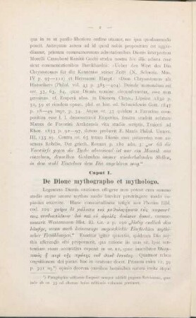 Caput I. De Dione mythographo et mythologo.
