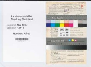 Entnazifizierung Alfred Hueskes, geb. 04.03.1913 (Inspektor)