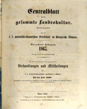 Centralblatt für die gesammte Landeskultur. 14. 1863