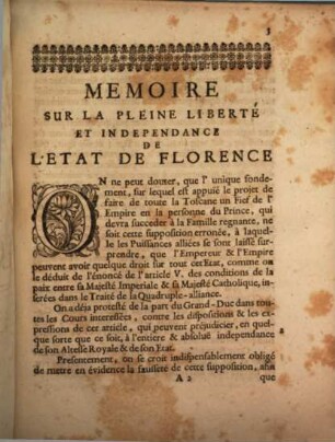 Mémoire sur la liberté de l'état de Florence