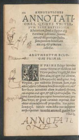 Argumentum Eclogae ...