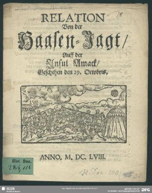 Relation von der Haasen-Jagt auff der Insul Amack, geschehen d. 29. Oct.