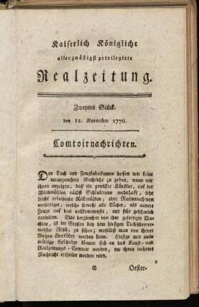 Zweytes Stück. den 12. November 1770.
