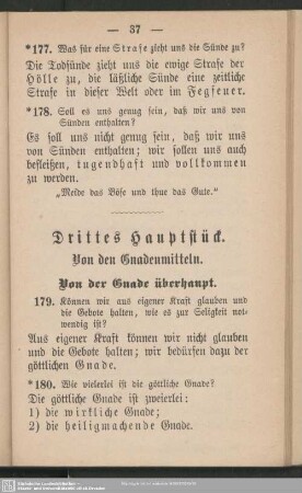 Drittes Hauptstück. Von den Gnadenmitteln