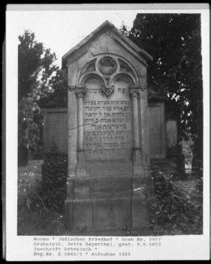 Grabstein der Jette Bayerthal (gestorben 1873.05.03)