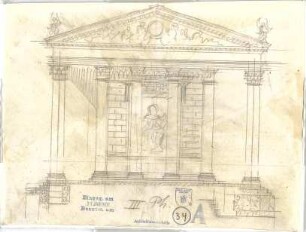 Thiersch, August ; Alexandria (Ägypten); Serapeum von Alexandria, Vorstudien - Tempel (Ansicht)