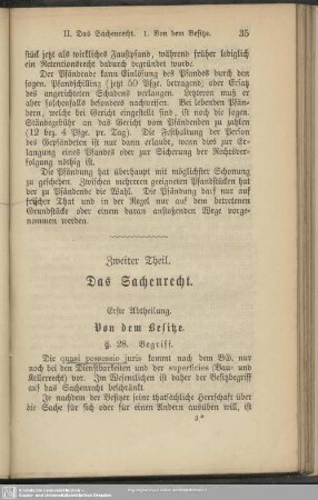 Zweiter Theil. Das Sachenrecht